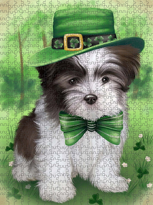 St. Patricks Day Irish Portrait Malti Tzu Dog Puzzle with Photo Tin PUZL50691
