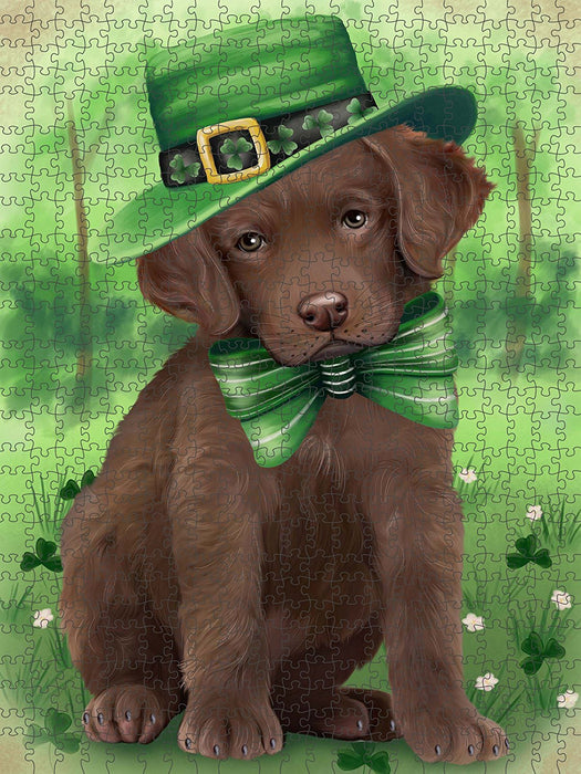 St. Patricks Day Irish Portrait Chesapeake Bay Retriever Dog Puzzle with Photo Tin PUZL50496