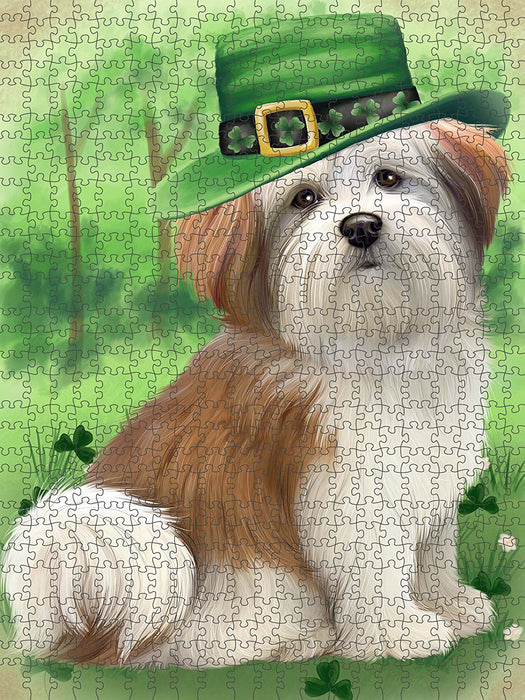 St. Patricks Day Irish Portrait Malti Tzu Dog Puzzle with Photo Tin PUZL50688