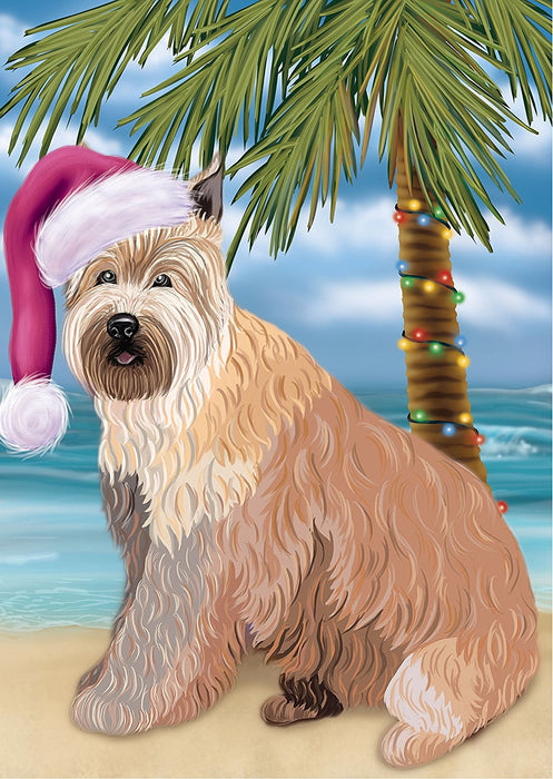 Summertime Happy Holidays Christmas Berger Picard Dog on Tropical Island Beach Puzzle with Photo Tin