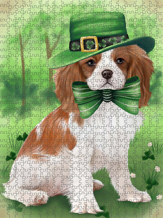St. Patricks Day Irish Portrait Cavalier King Charles Spaniel Dog Puzzle with Photo Tin PUZL50481