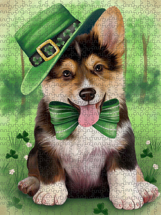 St. Patricks Day Irish Portrait Corgie Dog Puzzle with Photo Tin PUZL50553