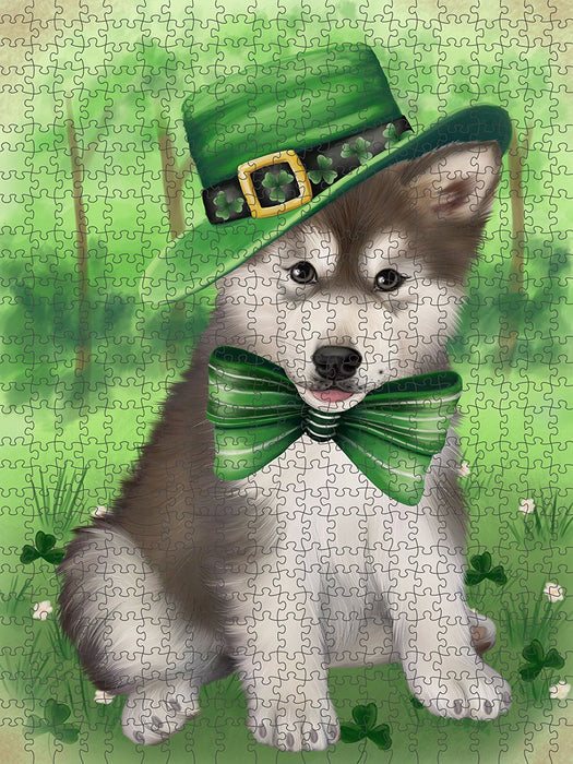 St Patricks Day Irish Portrait Alaskan Malamute Dog Puzzle with Photo PUZL48003