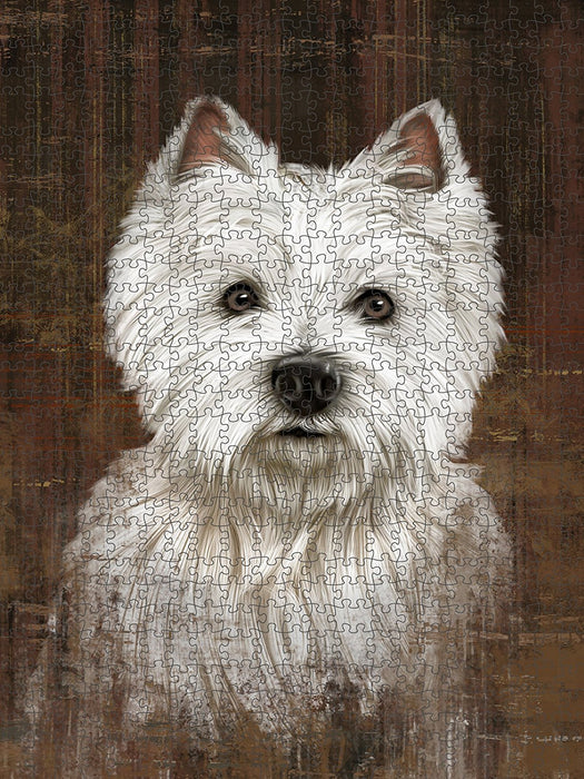 Rustic West Highland White Terrier Dog Puzzle with Photo Tin PUZL48660