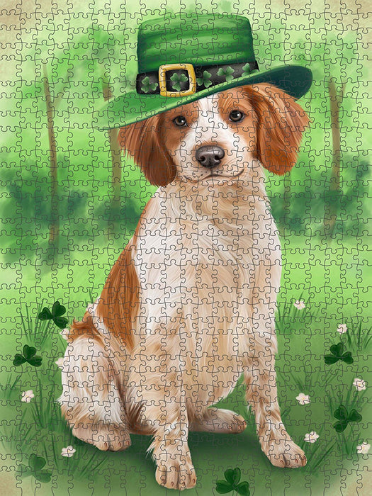 St. Patricks Day Irish Portrait Brittany Spaniel Dog Puzzle with Photo Tin PUZL50409