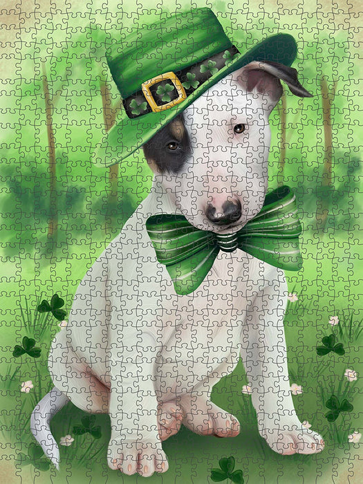 St. Patricks Day Irish Portrait Bull Terrier Dog Puzzle with Photo Tin PUZL50421