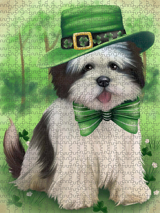 St. Patricks Day Irish Portrait Lhasa Apso Dog Puzzle with Photo Tin PUZL50679