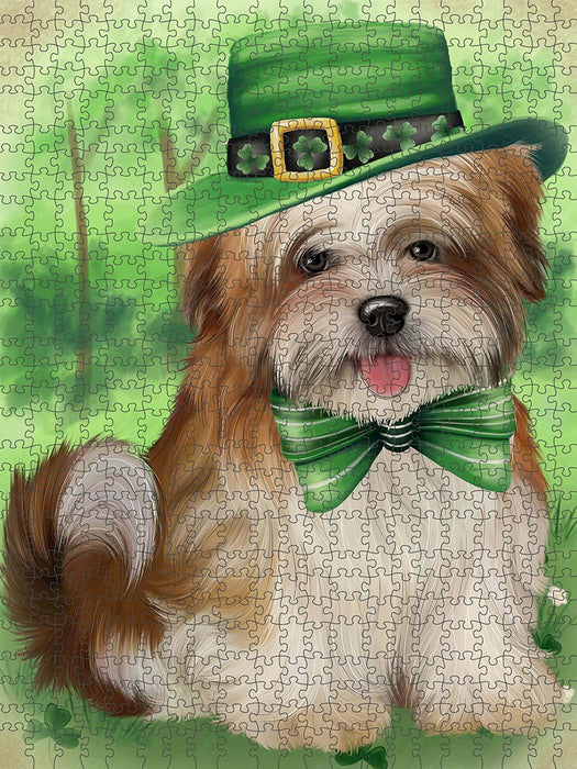 St. Patricks Day Irish Portrait Malti Tzu Dog Puzzle with Photo Tin PUZL50697