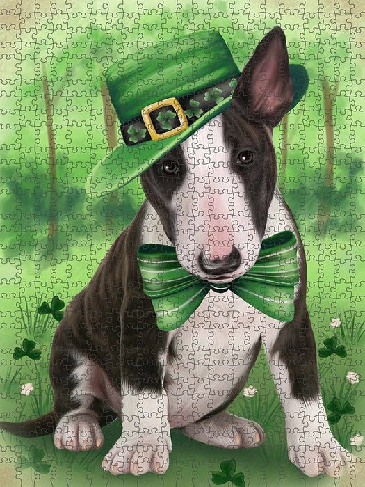 St. Patricks Day Irish Portrait Bull Terrier Dog Puzzle with Photo Tin PUZL50424