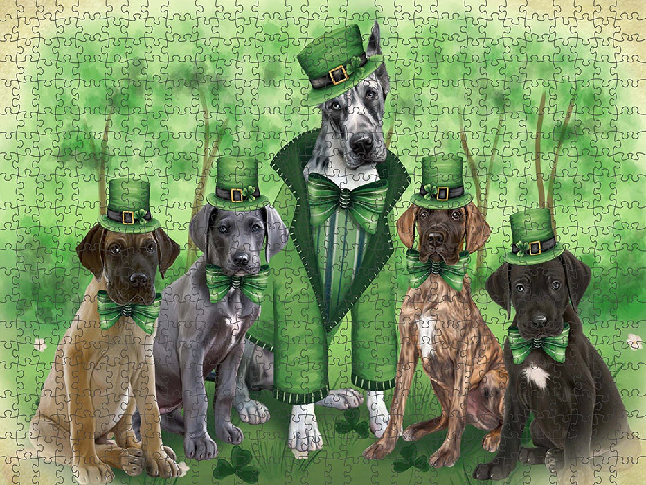 St. Patricks Day Irish Family Portrait Great Danes Dog Puzzle with Photo Tin PUZL50613