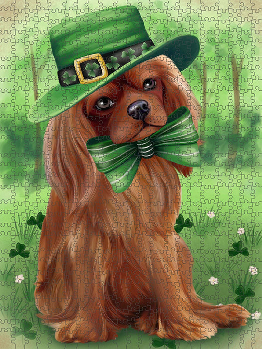 St. Patricks Day Irish Portrait Cavalier King Charles Spaniel Dog Puzzle with Photo Tin PUZL50478