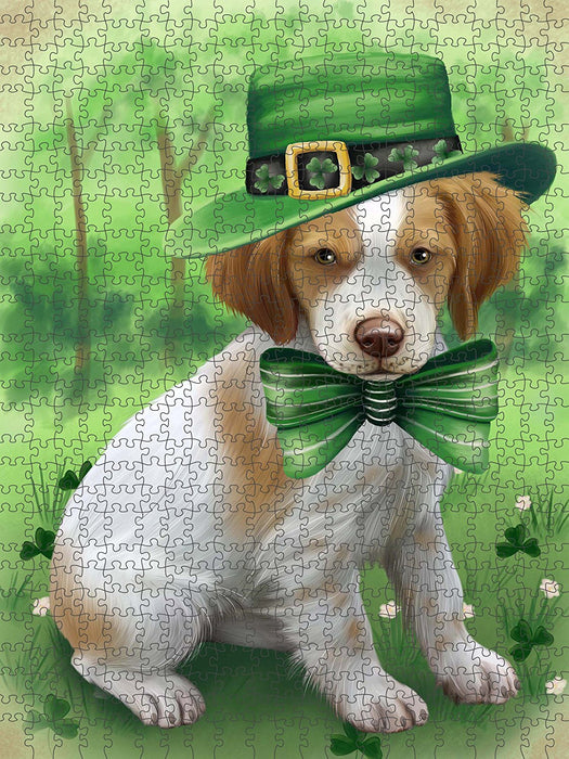 St. Patricks Day Irish Portrait Brittany Spaniel Dog Puzzle with Photo Tin PUZL50415