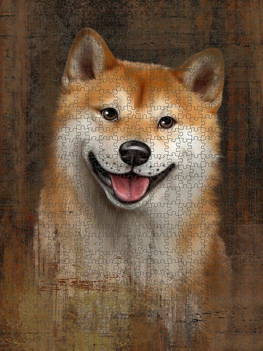 Rustic Shiba Inu Dog Puzzle with Photo Tin PUZL48567