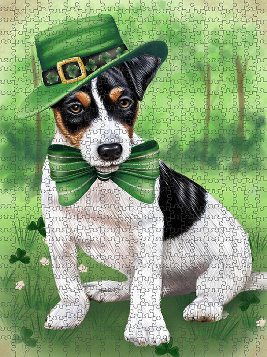 St. Patricks Day Irish Portrait Jack Russell Terrier Dog Puzzle with Photo Tin PUZL50649