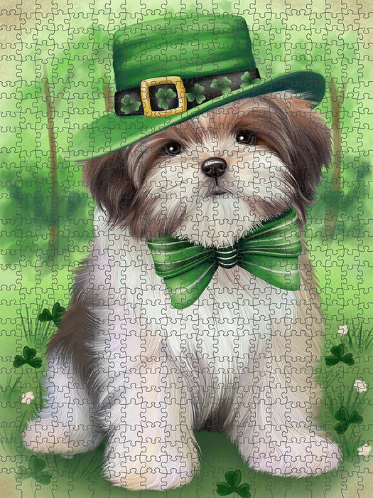 St. Patricks Day Irish Portrait Malti Tzu Dog Puzzle with Photo Tin PUZL50700