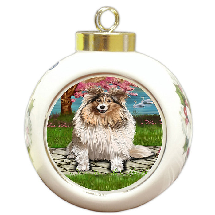 Shetland Sheepdog Dog Round Ball Christmas Ornament