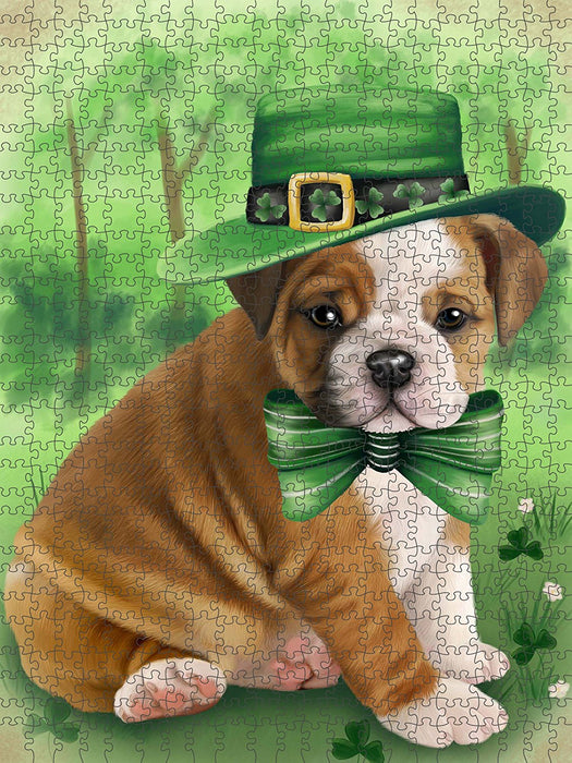 St. Patricks Day Irish Portrait Bulldog Puzzle with Photo Tin PUZL50436