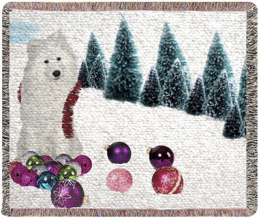 Samoyed Christmas Woven Throw Blanket 54 x 38