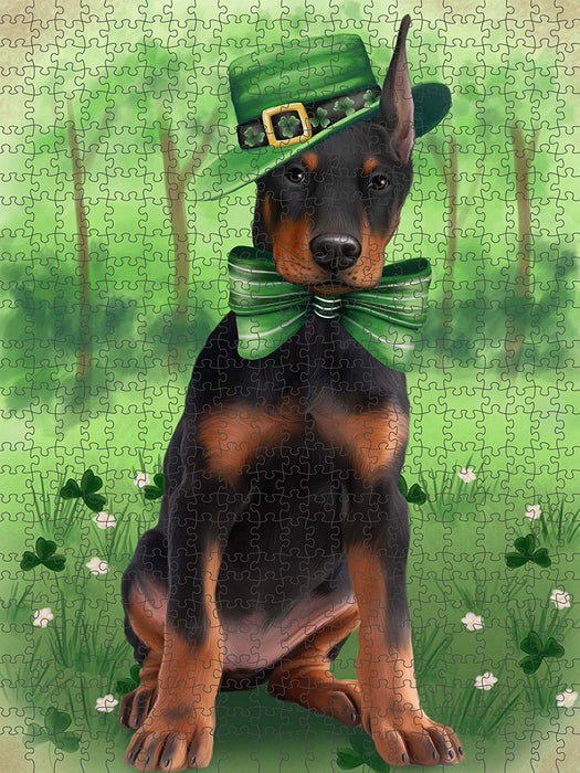 St. Patricks Day Irish Portrait Doberman Pinscher Dog Puzzle with Photo Tin PUZL50574