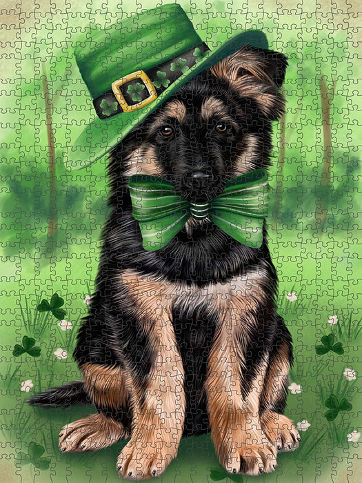 St. Patricks Day Irish Portrait German Shepherd Dog Puzzle with Photo Tin PUZL50598