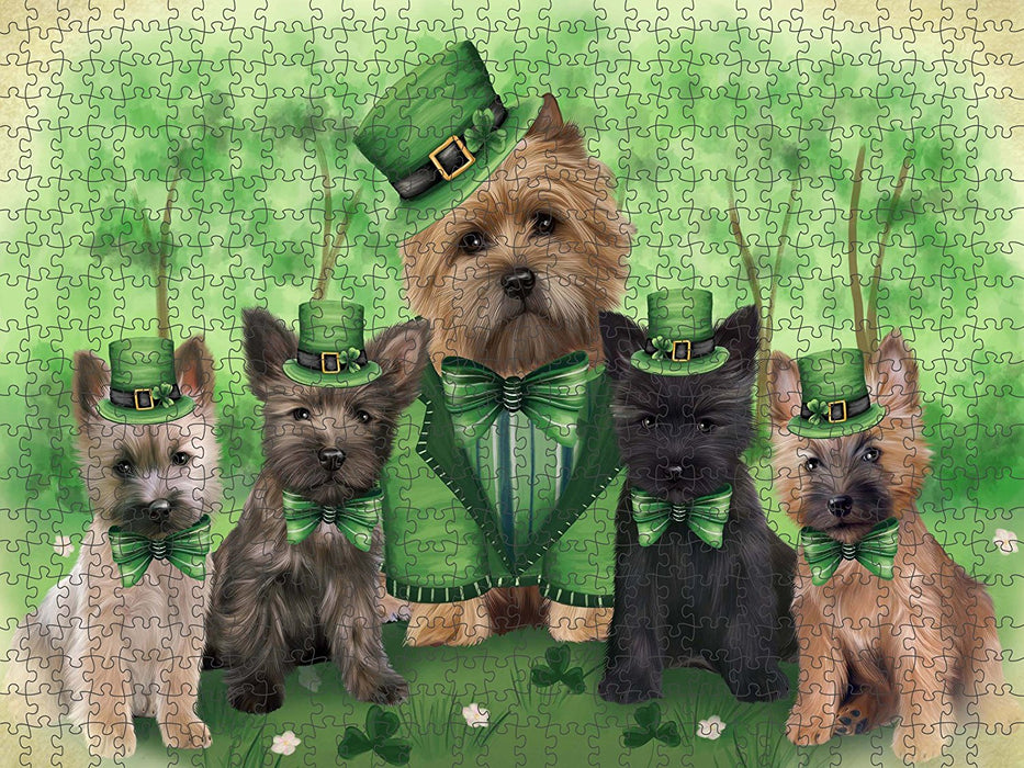 St. Patricks Day Irish Family Portrait Cairn Terriers Dog Puzzle with Photo Tin PUZL50460