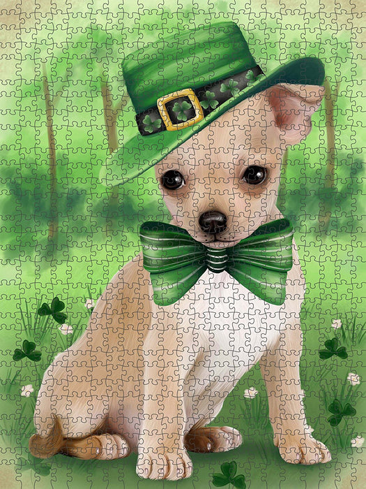 St. Patricks Day Irish Portrait Chihuahua Dog Puzzle with Photo Tin PUZL50508