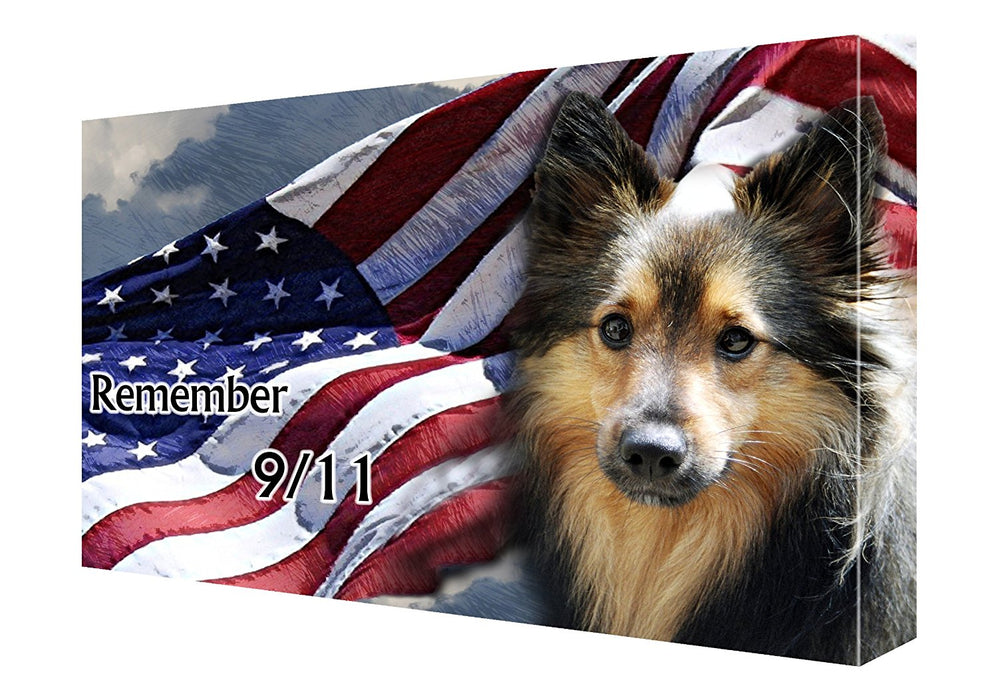 Sheltie Dog Canvas 18 x 24 Patriotic