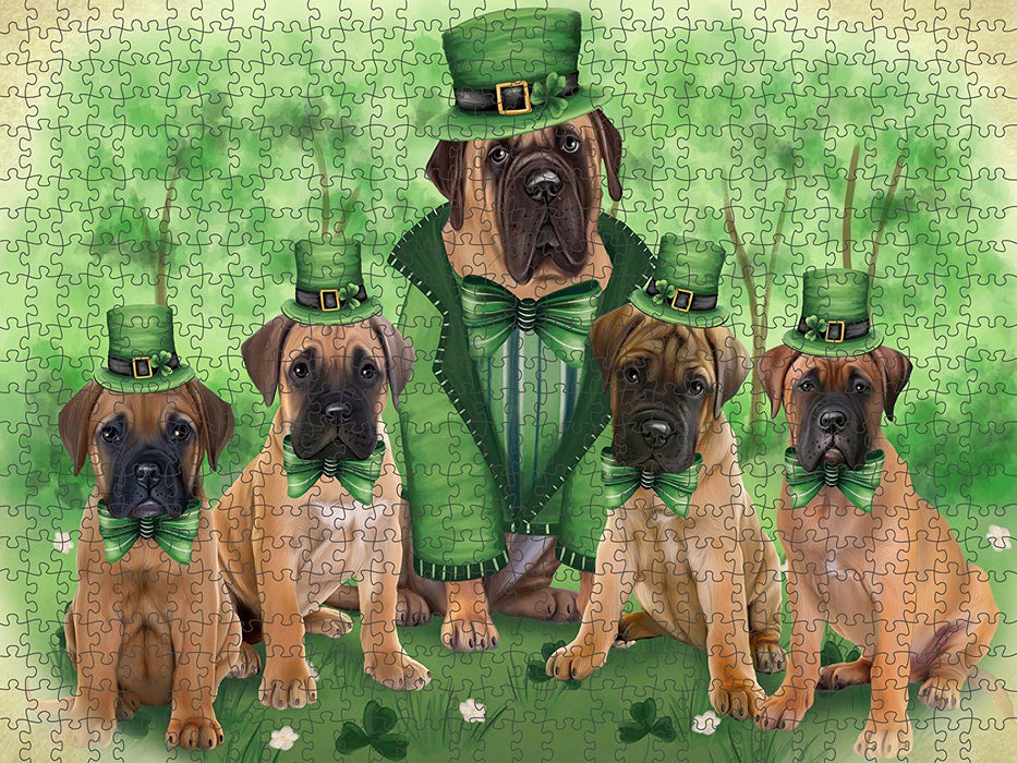 St. Patricks Day Irish Family Portrait Bullmastiffs Dog Puzzle with Photo Tin PUZL50451