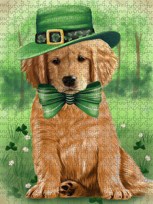 St. Patricks Day Irish Portrait Golden Retriever Dog Puzzle with Photo Tin PUZL50607