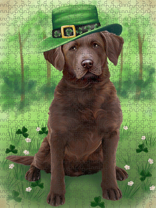 St. Patricks Day Irish Portrait Chesapeake Bay Retriever Dog Puzzle with Photo Tin PUZL50490