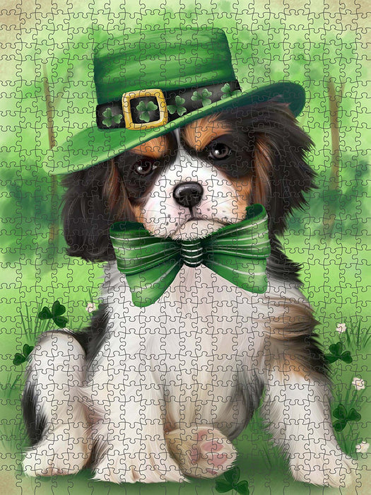 St. Patricks Day Irish Portrait Cavalier King Charles Spaniel Dog Puzzle with Photo Tin PUZL50487