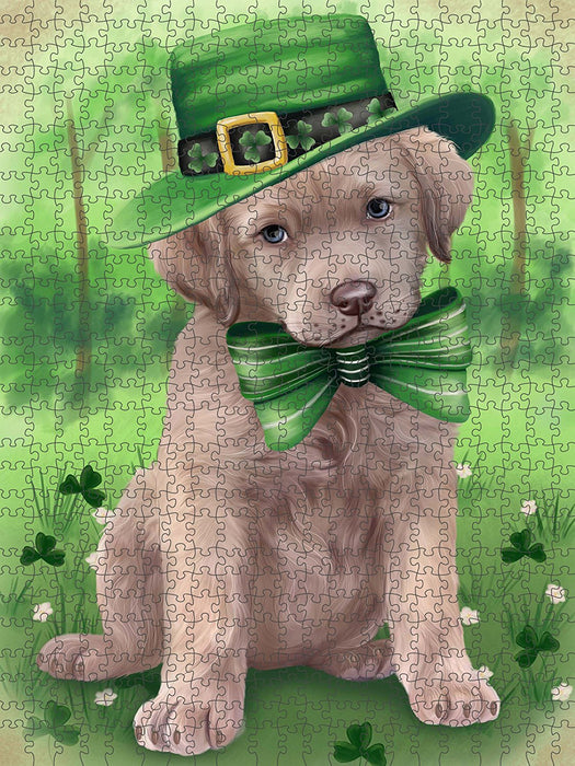 St. Patricks Day Irish Portrait Chesapeake Bay Retriever Dog Puzzle with Photo Tin PUZL50499