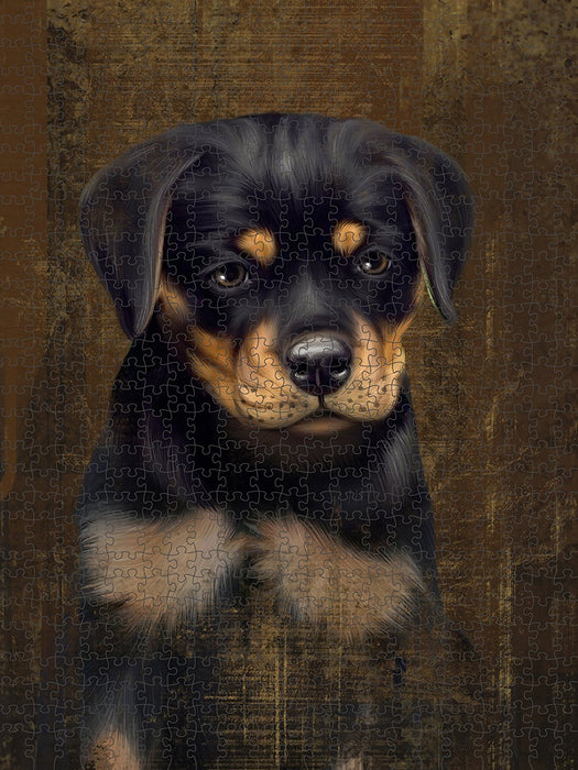 Rustic Rottweiler Dog Puzzle with Photo Tin PUZL48639