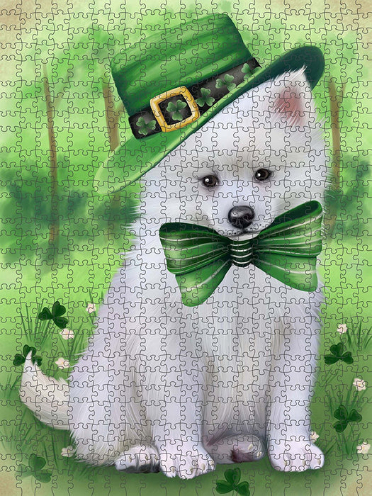 St. Patricks Day Irish Portrait American Eskimo Dog Puzzle with Photo Tin PUZL49209