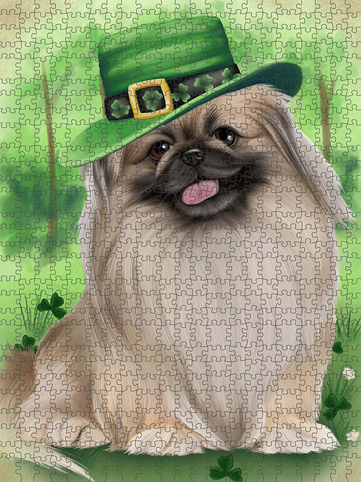 St. Patricks Day Irish Portrait Pekingese Dog Puzzle with Photo Tin PUZL50709