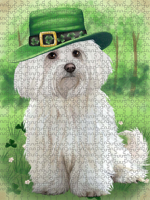 St. Patricks Day Irish Portrait Maltese Dog Puzzle with Photo Tin PUZL50682