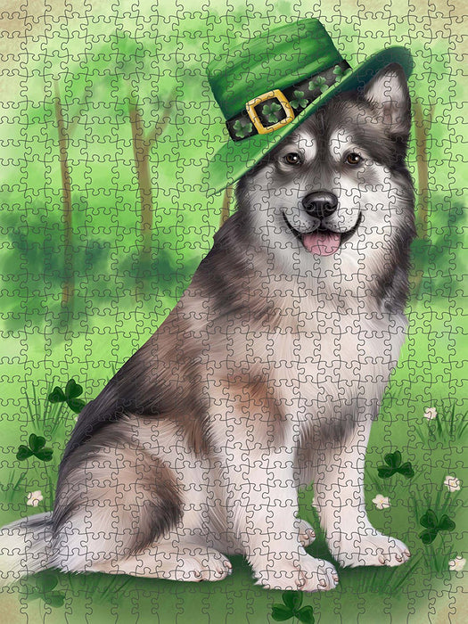 St. Patricks Day Irish Portrait Alaskan Malamute Dog Puzzle with Photo Tin PUZL49200