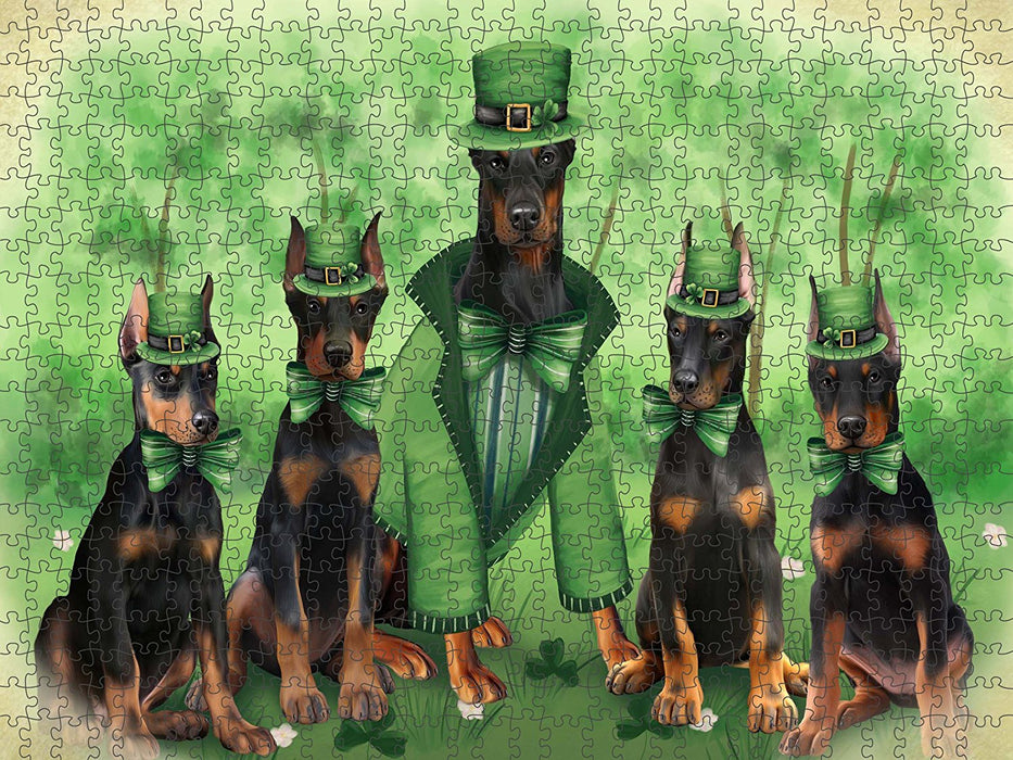 St. Patricks Day Irish Family Portrait Doberman Pinschers Dog Puzzle with Photo Tin PUZL50571