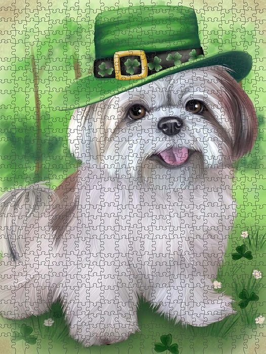 St. Patricks Day Irish Portrait Lhasa Apso Dog Puzzle with Photo Tin PUZL50667