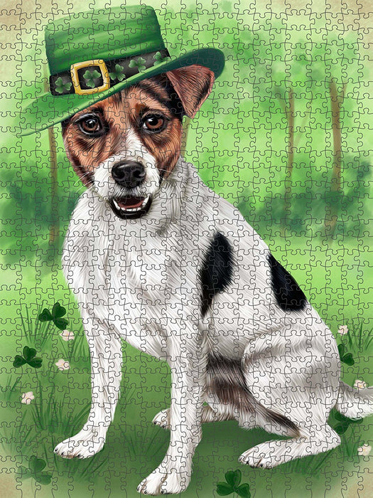 St. Patricks Day Irish Portrait Jack Russell Terrier Dog Puzzle with Photo Tin PUZL50643