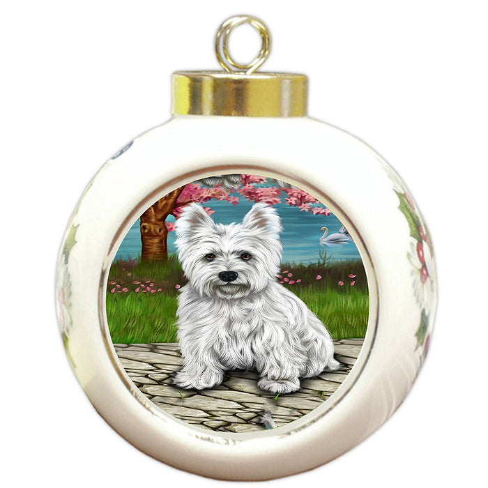 Westies Dog Round Ball Christmas Ornament