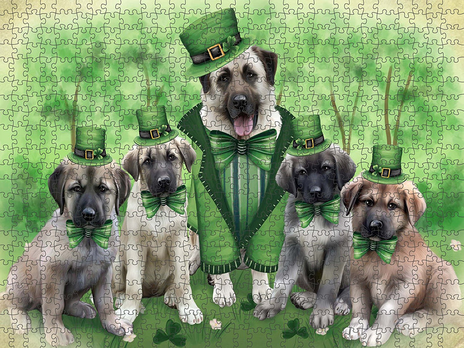 St. Patricks Day Irish Family Portrait Anatolian Shepherds Dog Puzzle with Photo Tin PUZL49215