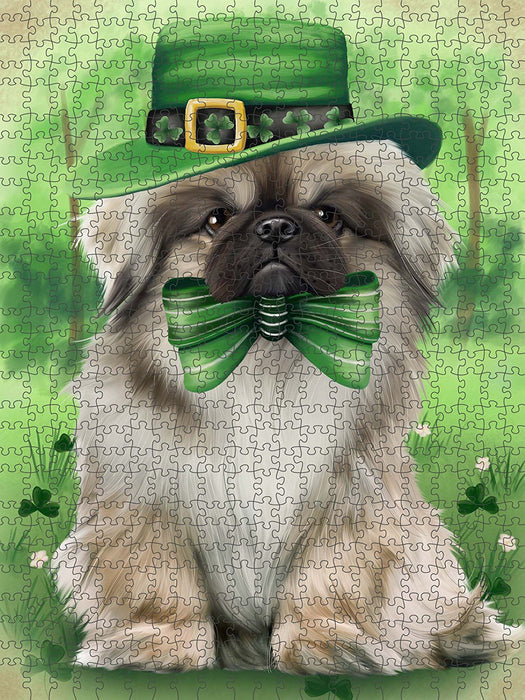 St. Patricks Day Irish Portrait Pekingese Dog Puzzle with Photo Tin PUZL50715