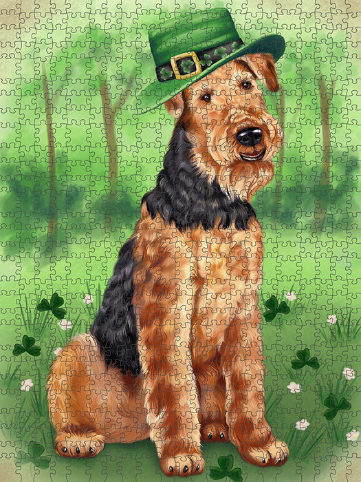 St. Patricks Day Irish Portrait Airedale Terrier Dog Puzzle with Photo Tin PUZL49191 (551 pc.)