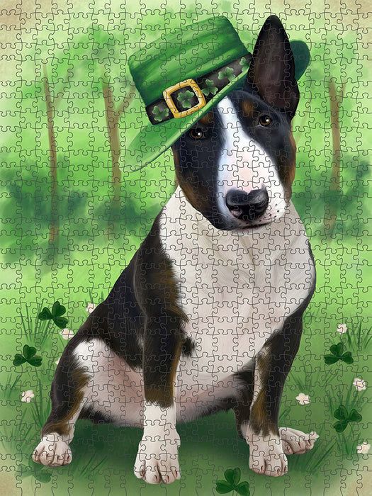 St. Patricks Day Irish Portrait Bull Terrier Dog Puzzle with Photo Tin PUZL50418
