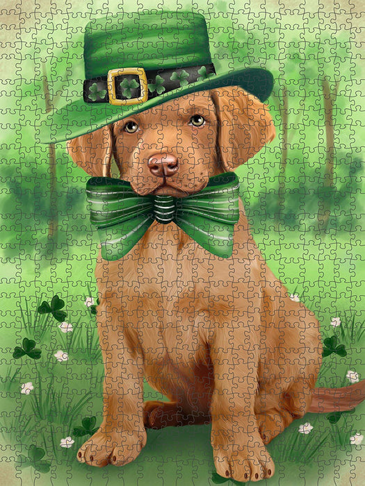 St. Patricks Day Irish Portrait Chesapeake Bay Retriever Dog Puzzle with Photo Tin PUZL50502