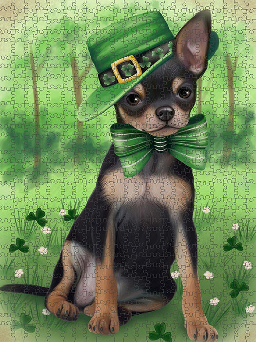 St. Patricks Day Irish Portrait Chihuahua Dog Puzzle with Photo Tin PUZL50517