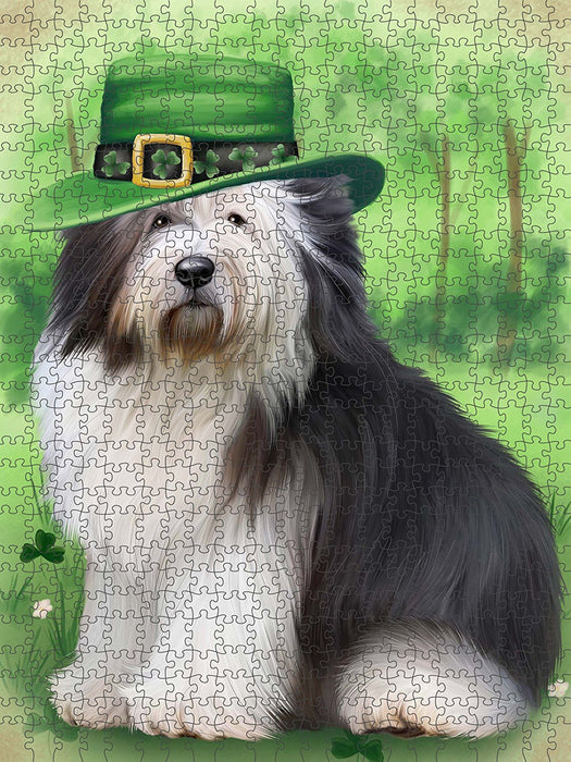 St. Patricks Day Irish Portrait Old English Sheepdog Puzzle with Photo Tin PUZL50703