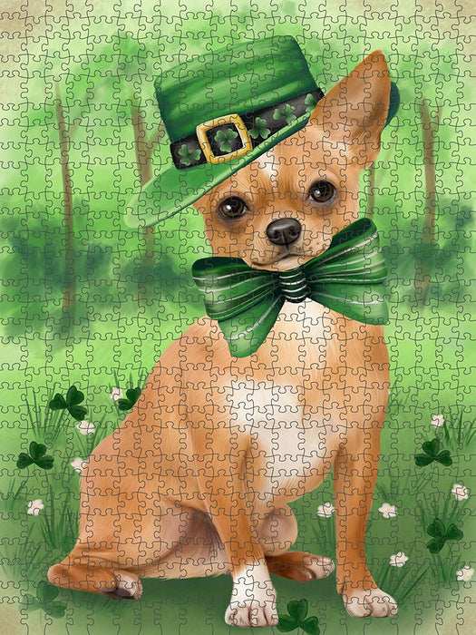 St. Patricks Day Irish Portrait Chihuahua Dog Puzzle with Photo Tin PUZL50520