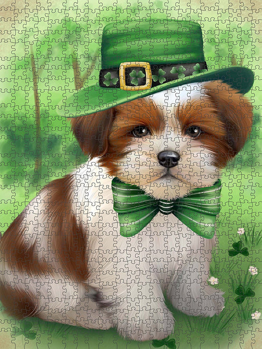 St. Patricks Day Irish Portrait Lhasa Apso Dog Puzzle with Photo Tin PUZL50673